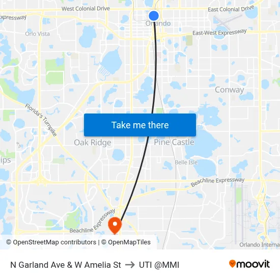 N Garland Ave & W Amelia St to UTI @MMI map