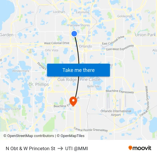 N Orange Blossom Trl & W Princeton St to UTI @MMI map