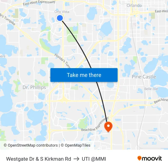 Westgate Dr & S Kirkman Rd to UTI @MMI map