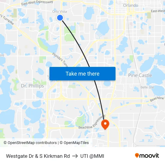 Westgate Dr & S Kirkman Rd to UTI @MMI map