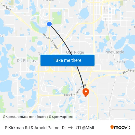 S Kirkman Rd & Arnold Palmer Dr to UTI @MMI map