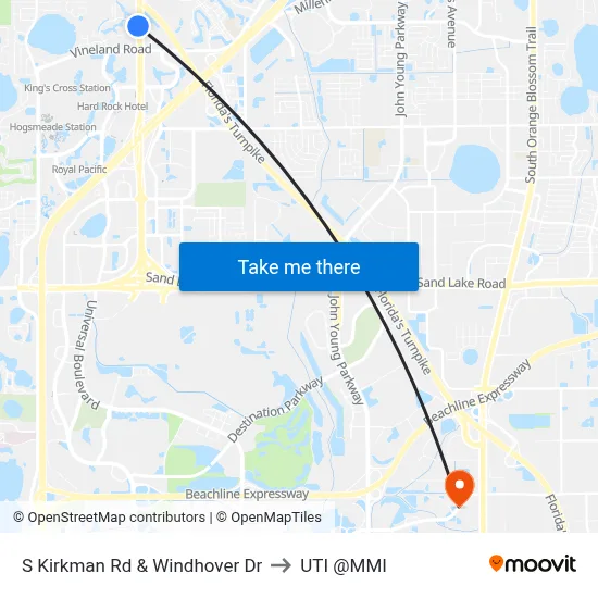 S Kirkman Rd & Windhover Dr to UTI @MMI map