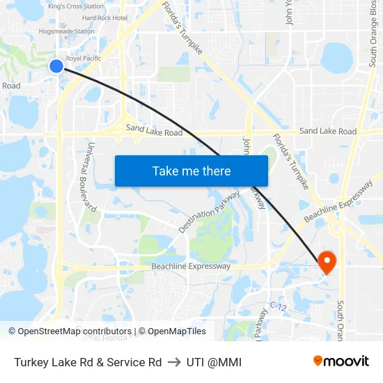 Turkey Lake Rd & Service Rd to UTI @MMI map