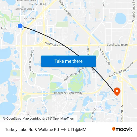 Turkey Lake Rd & Wallace Rd to UTI @MMI map