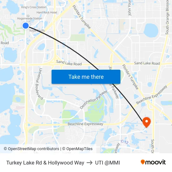 Turkey Lake Rd & Hollywood Way to UTI @MMI map
