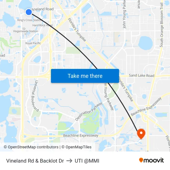 Vineland Rd & Backlot Dr to UTI @MMI map