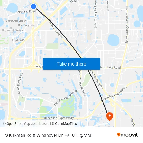 S Kirkman Rd & Windhover Dr to UTI @MMI map
