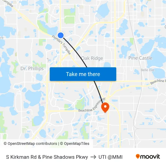 S Kirkman Rd & Pine Shadows Pkwy to UTI @MMI map