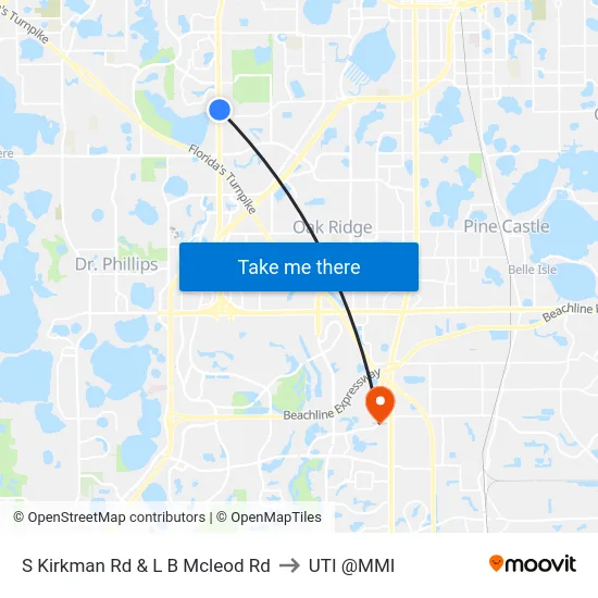 S Kirkman Rd & L B Mcleod Rd to UTI @MMI map
