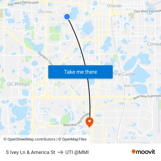 S Ivey Ln & America St to UTI @MMI map