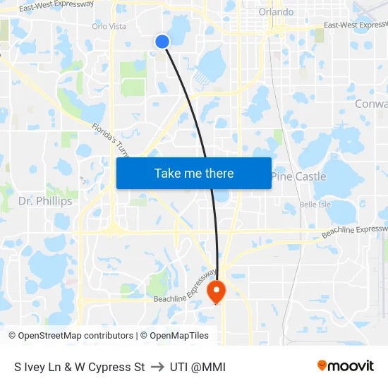 S Ivey Ln & W Cypress St to UTI @MMI map