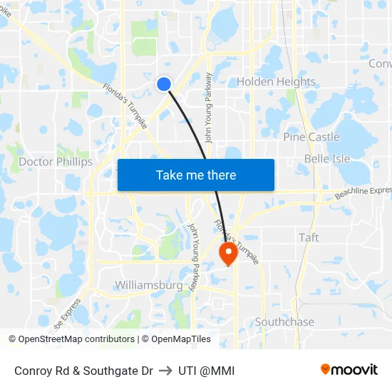 Conroy Rd & Southgate Dr to UTI @MMI map