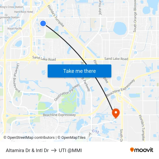 Altamira Dr & International Dr to UTI @MMI map