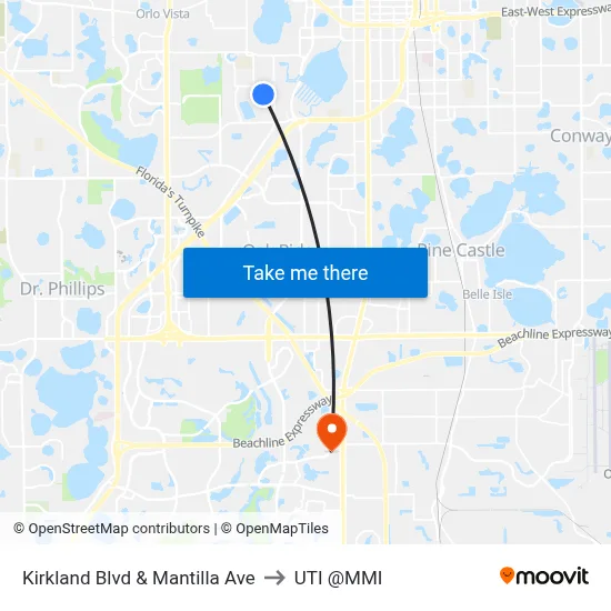 Kirkland Blvd & Mantilla Ave to UTI @MMI map