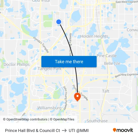 Prince Hall Blvd & Councill Ct to UTI @MMI map