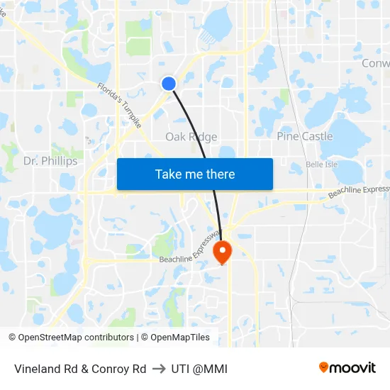 Vineland Rd & Conroy Rd to UTI @MMI map
