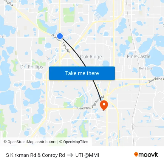 S Kirkman Rd & Conroy Rd to UTI @MMI map