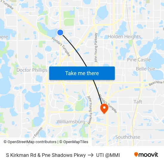 S Kirkman Rd & Pne Shadows Pkwy to UTI @MMI map