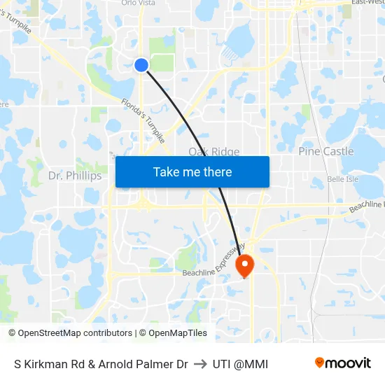 S Kirkman Rd & Arnold Palmer Dr to UTI @MMI map