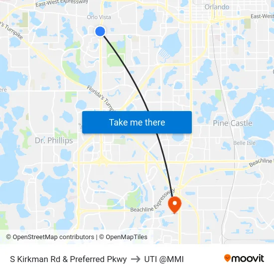 S Kirkman Rd & Preferred Pkwy to UTI @MMI map