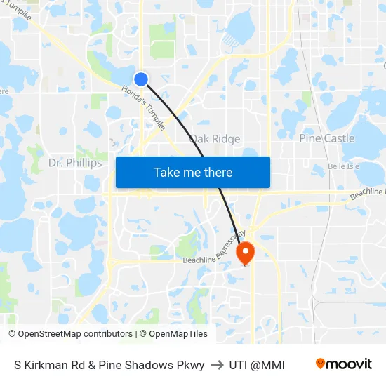 S Kirkman Rd & Pine Shadows Pkwy to UTI @MMI map