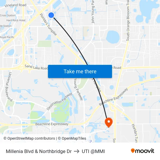 Millenia Blvd & Northbridge Dr to UTI @MMI map