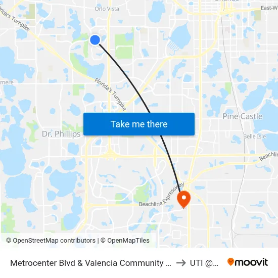 Metrocenter Blvd & Valencia Community College Dr to UTI @MMI map