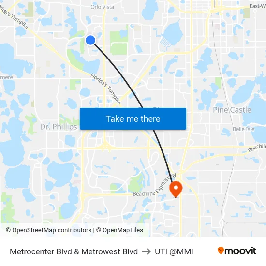 Metrocenter Blvd & Metrowest Blvd to UTI @MMI map