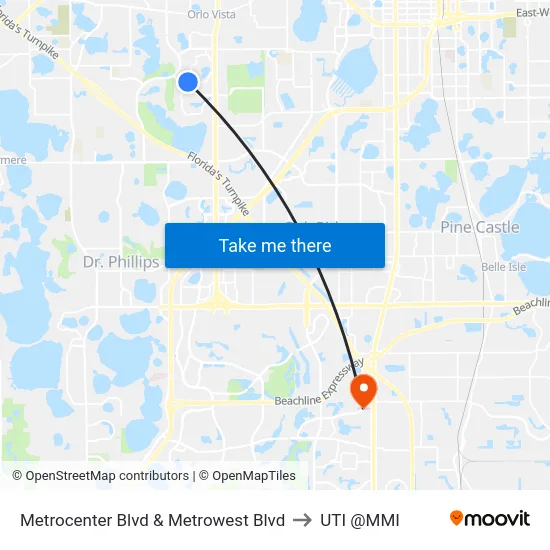 Metrocenter Blvd & Metrowest Blvd to UTI @MMI map