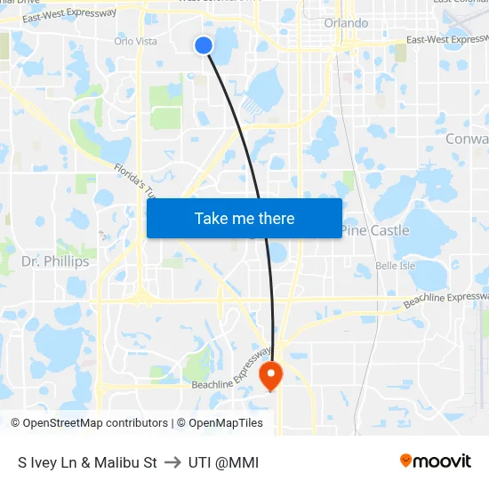 S Ivey Ln & Malibu St to UTI @MMI map