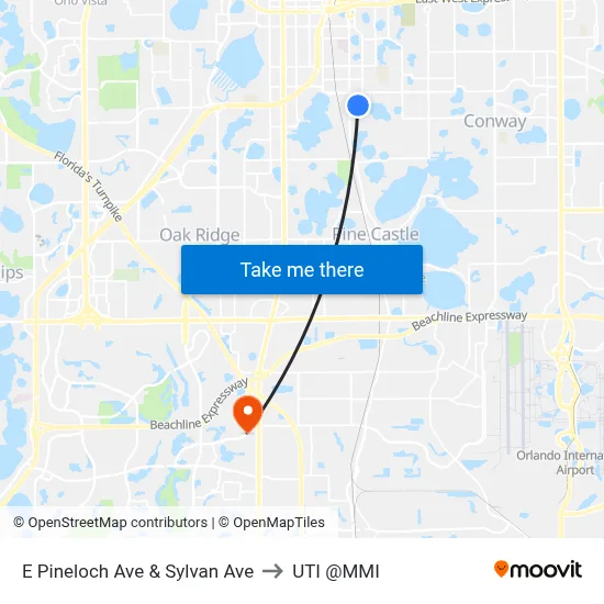 E Pineloch Ave & Sylvan Ave to UTI @MMI map