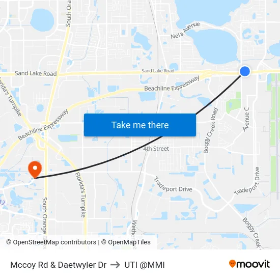 Mccoy Rd & Daetwyler Dr to UTI @MMI map