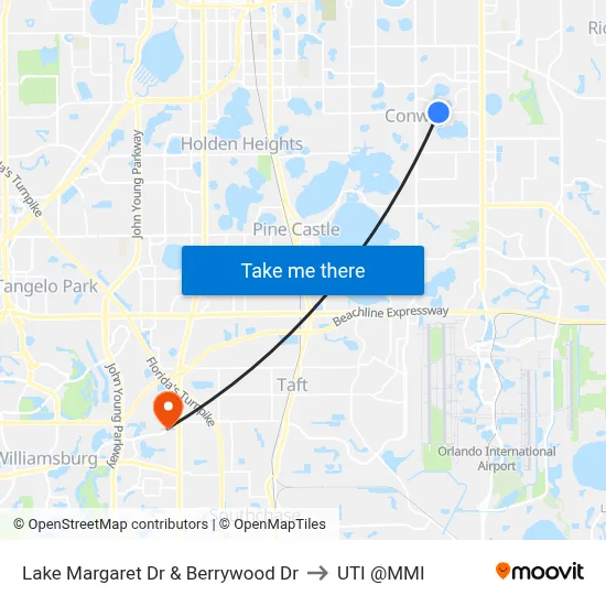 Lake Margaret Dr & Berrywood Dr to UTI @MMI map