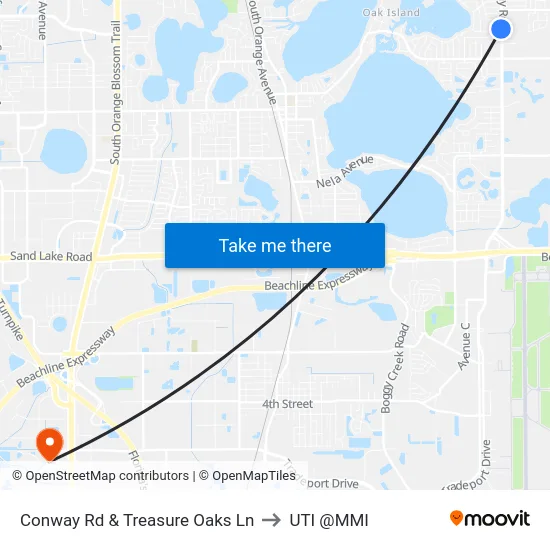 Conway Rd & Treasure Oaks Ln to UTI @MMI map