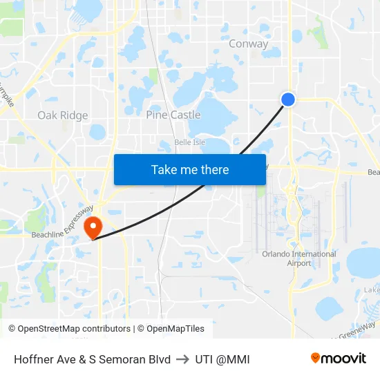 Hoffner Ave & S Semoran Blvd to UTI @MMI map