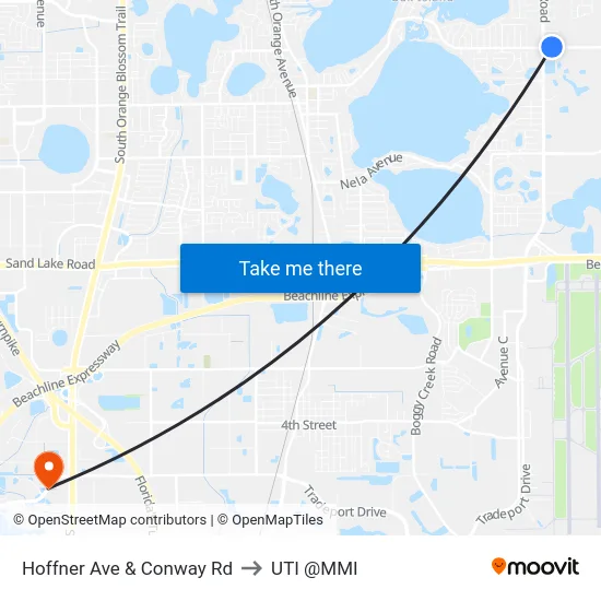 Hoffner Ave & Conway Rd to UTI @MMI map