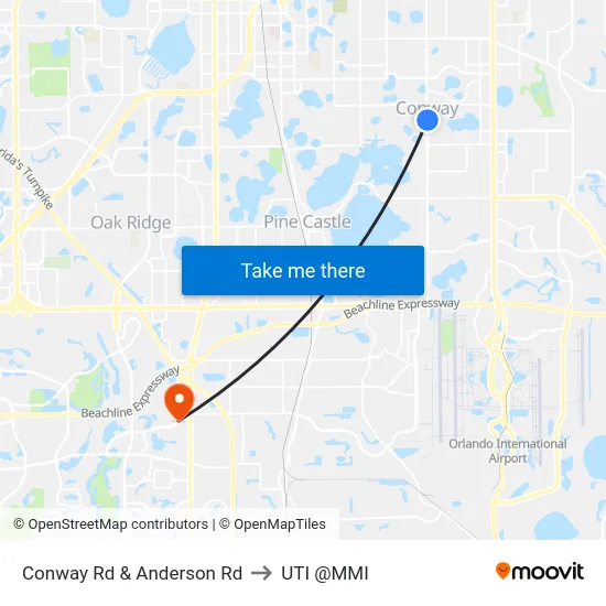 Conway Rd & Anderson Rd to UTI @MMI map