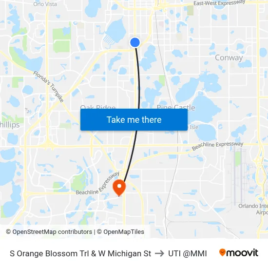 S Orange Blossom Trl & W Michigan St to UTI @MMI map