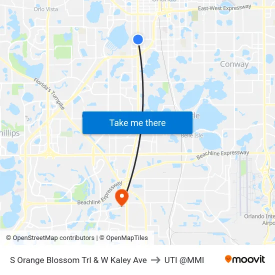 S Orange Blossom Trl & W Kaley Ave to UTI @MMI map