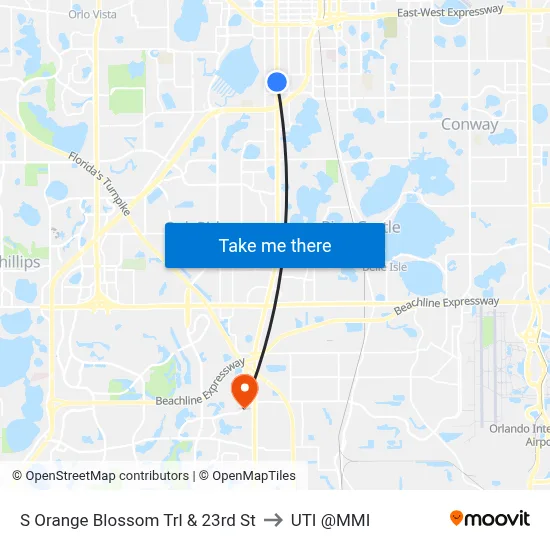 S Orange Blossom Trl & 23rd St to UTI @MMI map