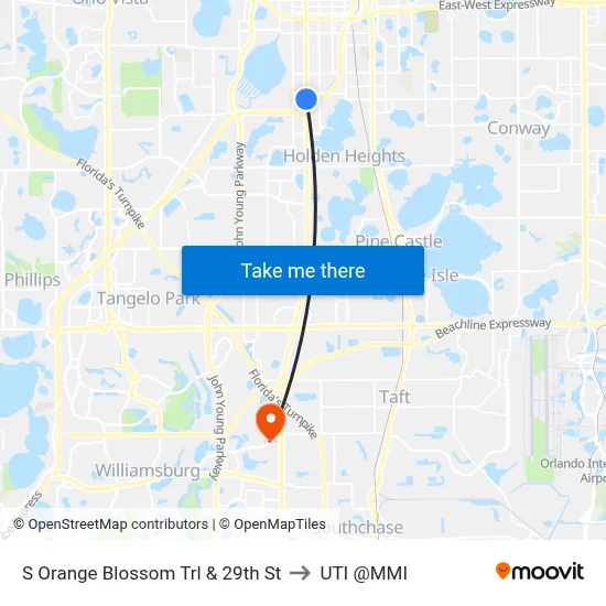 S Orange Blossom Trl & 29th St to UTI @MMI map