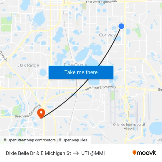 Dixie Belle Dr & E Michigan St to UTI @MMI map