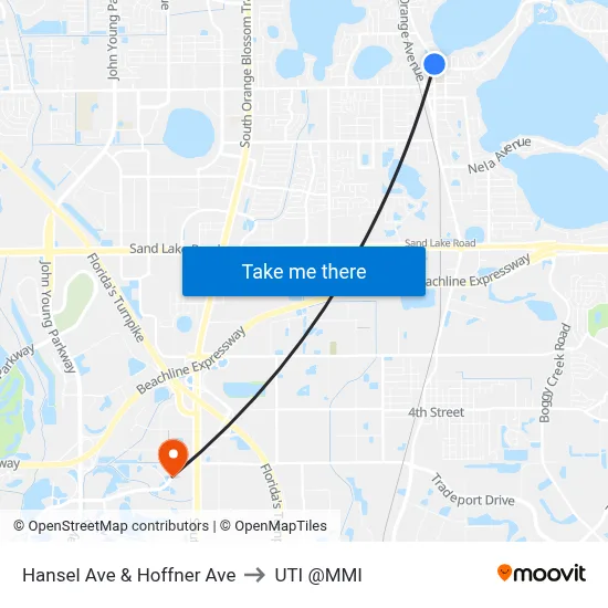 Hansel Ave & Hoffner Ave to UTI @MMI map