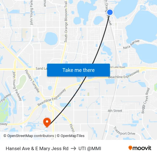 Hansel Ave & E Mary Jess Rd to UTI @MMI map