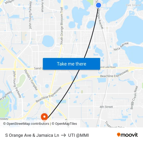 S Orange Ave & Jamaica Ln to UTI @MMI map