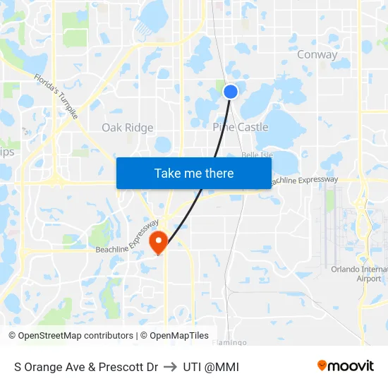 S Orange Ave & Prescott Dr to UTI @MMI map