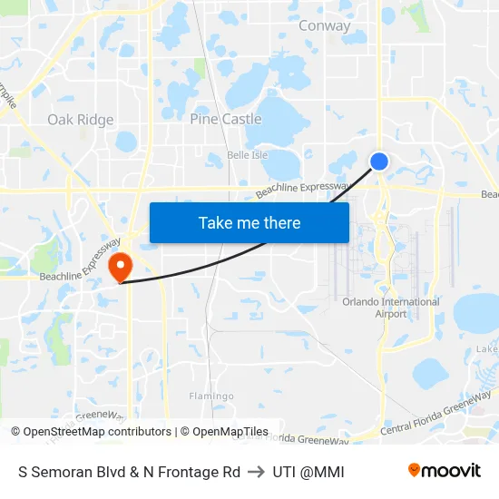 S Semoran Blvd & N Frontage Rd to UTI @MMI map