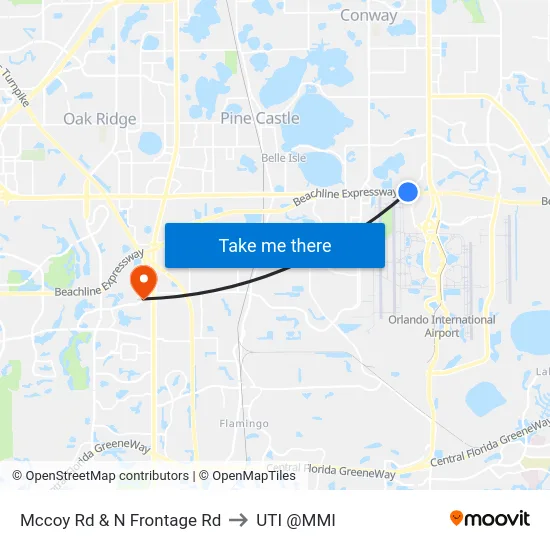 Mccoy Rd & N Frontage Rd to UTI @MMI map