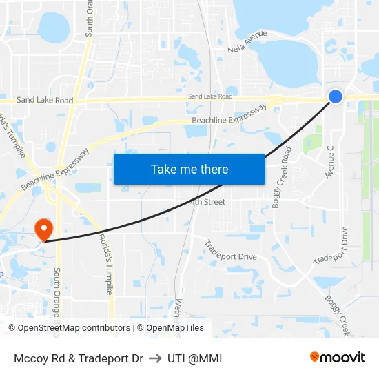 Mccoy Rd & Tradeport Dr to UTI @MMI map