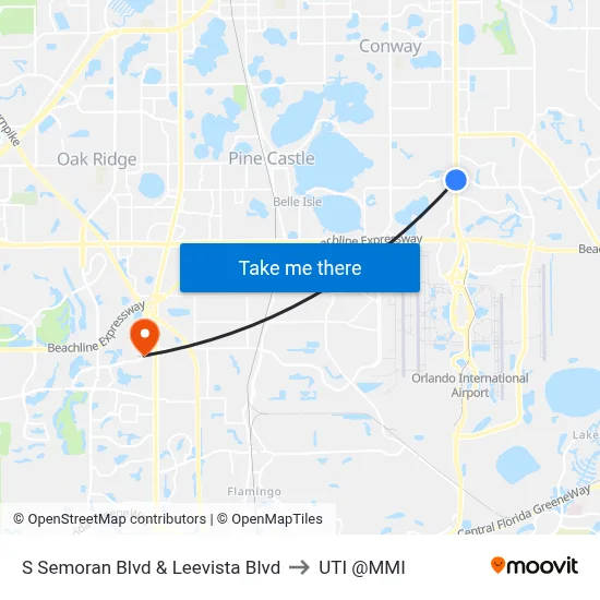 S Semoran Blvd & Leevista Blvd to UTI @MMI map
